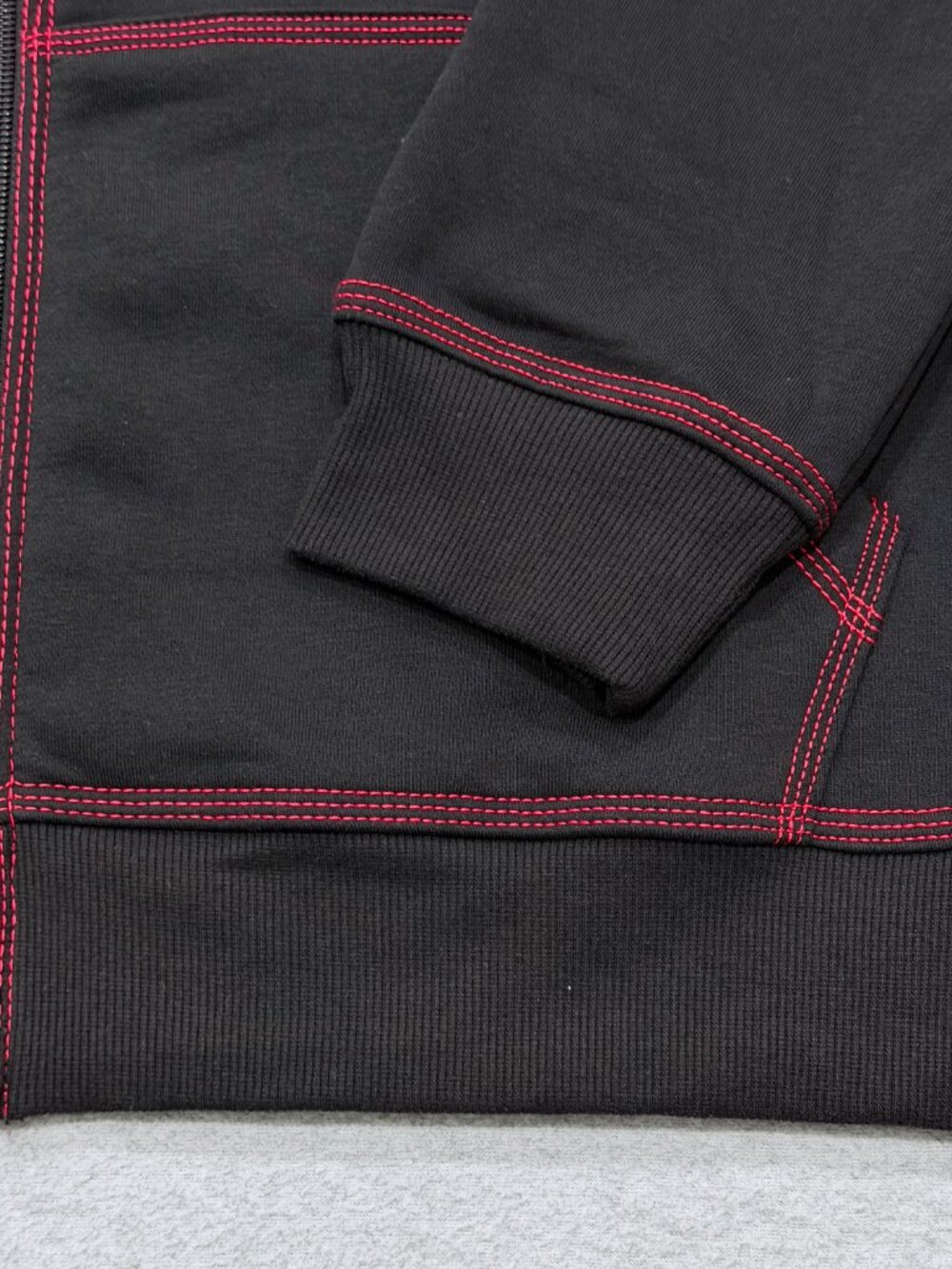 True Religion Mens TNL Puff Buddha Full Zip Hoodie Large L Black Red Stitch NWT - Picture 5 of 16